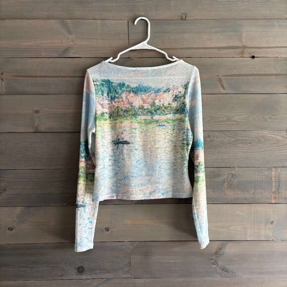 PRINCESS POLLY | Women's Castle on the Hill Long-Sleeve Top Blue Green Size 10 - Picture 3 of 4